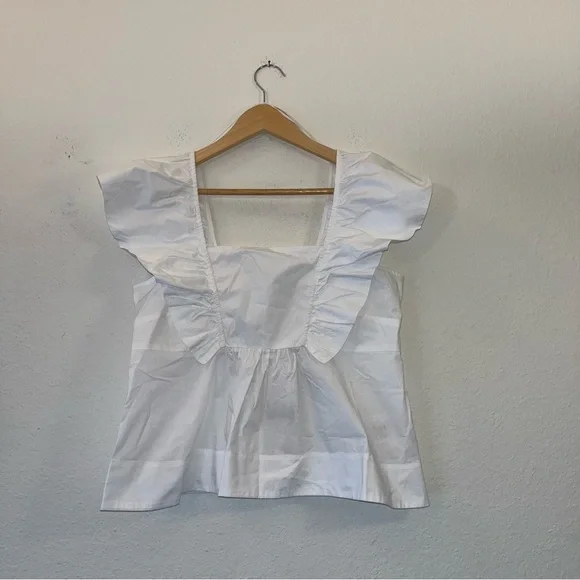 Ganni White Ruffle Sleeve Top - Picture 5 of 15